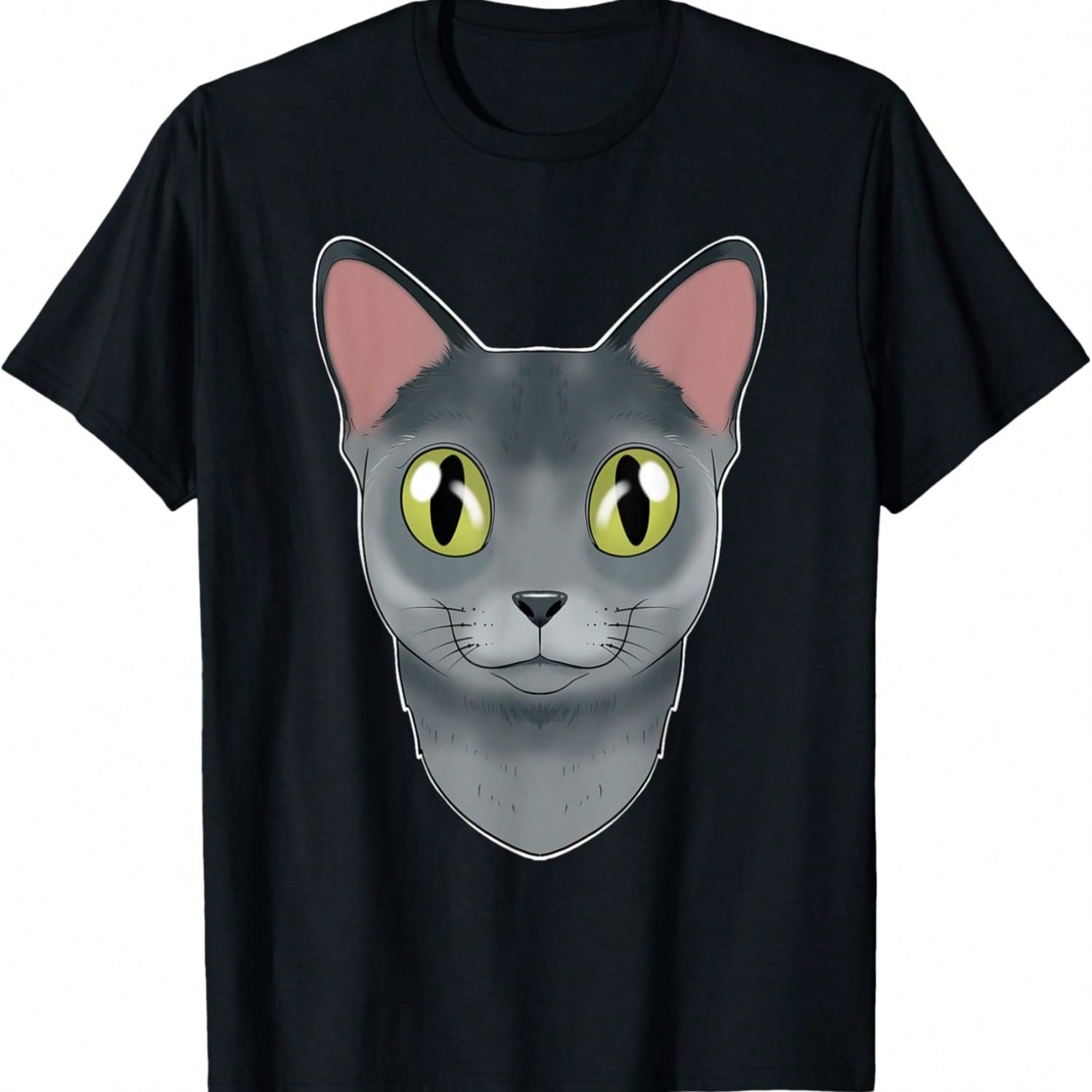 Cat Face T-Shirt Black Kitten Fun Pet Kitty Graphic Cats Tee S разноцветный