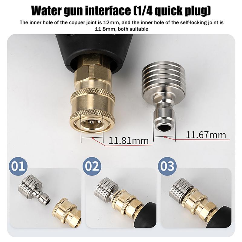 Stainless Steel Shower Nozzle With 1/4 Quick Connect High Pressure Water Gun For Car Washing Garden Cleaning Tool