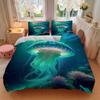 3pcs Jellyfish Bedding Set - Includes One Quilt Cover and Two Pillowcases (No Core) - Anime Cartoon Design, Polyester Fabric, Suitable for B