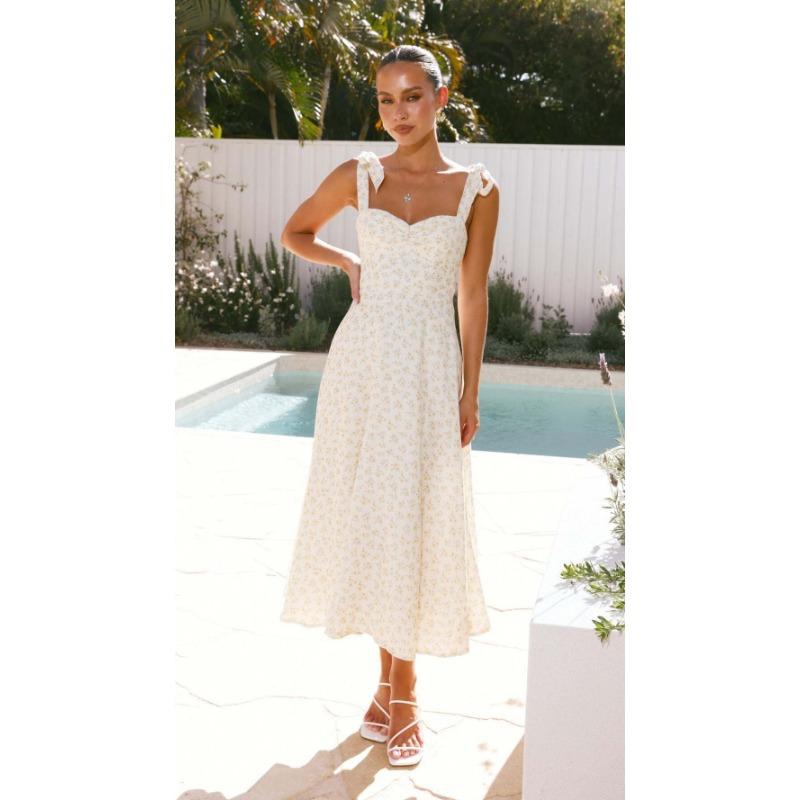 

Новые летние женские праздничные платья с принтом на бретельках XXL