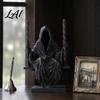 Three-dimensional Pleated Body 3D Printed Sitting Reaper Statue Faceless Man In Black Robe On Ornament Swing Figurine Gothic Cloak Sculpture