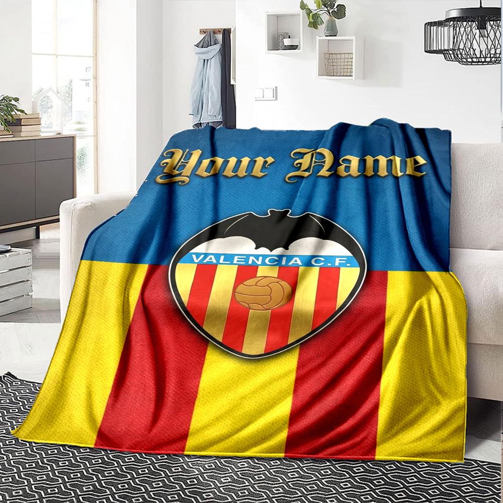 Name Custom Valencia CF Print Flannel Blanket High Quality Warm Comfortable Cover for All Seasons Perfect for Gifts Home Decor