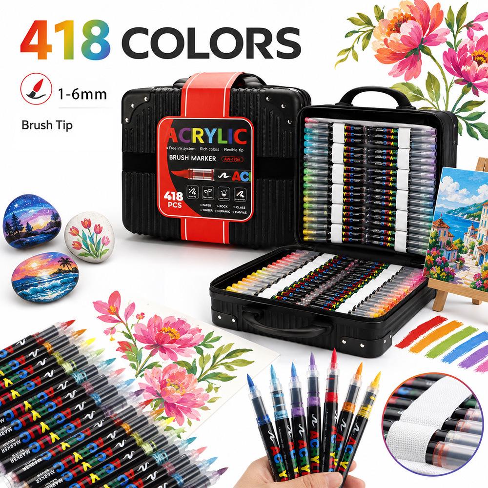 418 Color Acrylic Markers - Non-Bleeding, Layerable Watercolor Pens for Student and Children’s Art.
