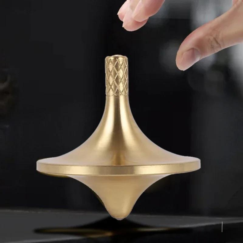 Copper Metal Spinning Top Tip Counter Stress Ease Plaything Small Edc Relieve Stress Decompression Gadgets Roller For  Children Kids