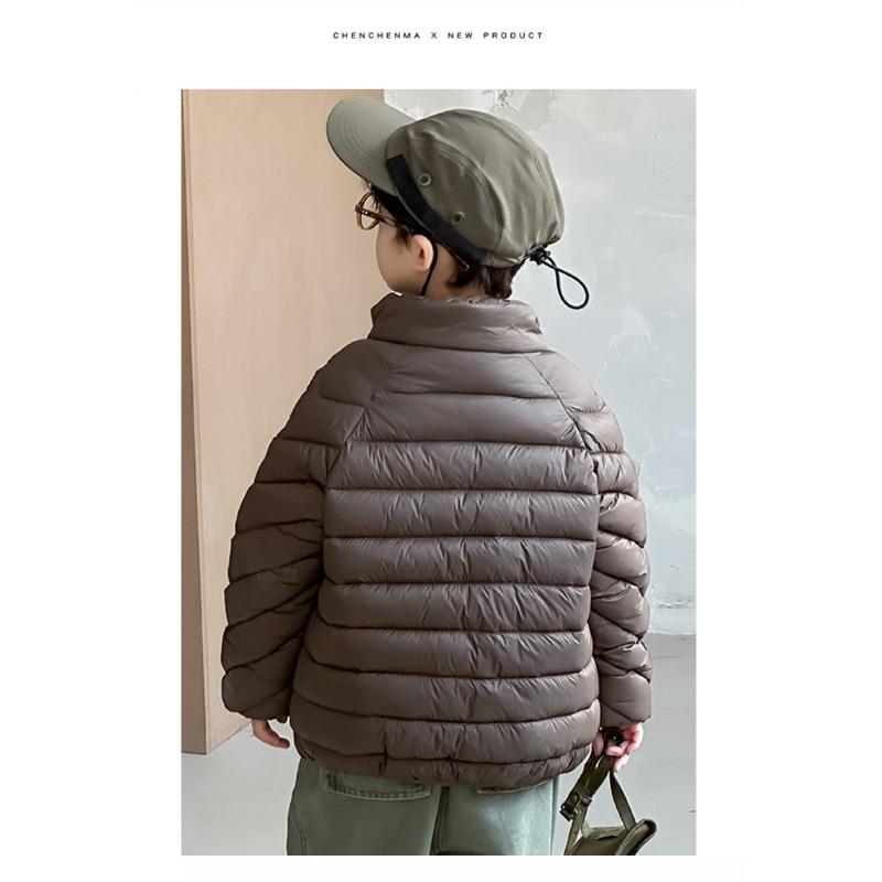 Kids Unhooded Solid Stand Collar Padded Winter Coat For Boys And Girls