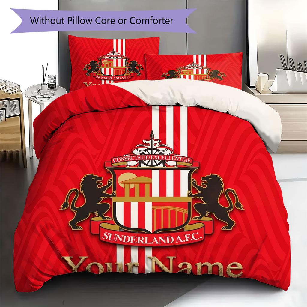 Sunderland A.F Custom Name Pattern Bedding,Quilt Set Quilt Cover Pillowcase Home Birthday Gift(1 * duvet cover + 2 * pillowcase, without core)