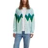 Levis Boxy Cardigan Striped Single-Breasted Embroidered Loose Knitwear Men Tops Green A0709-0021