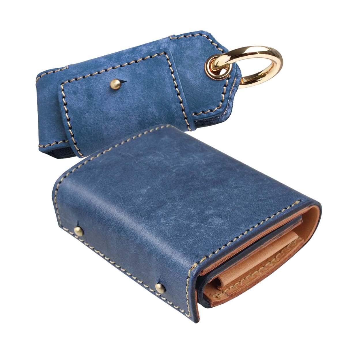 

шкіряний компактний справжній італійський набір гаманців для монет [Days Art] Гаманець у формі книги, мульти-ключниця, подарунок, гаманець, гаманець, чоловічий, жіночий, унісекс, шкіряний, синій