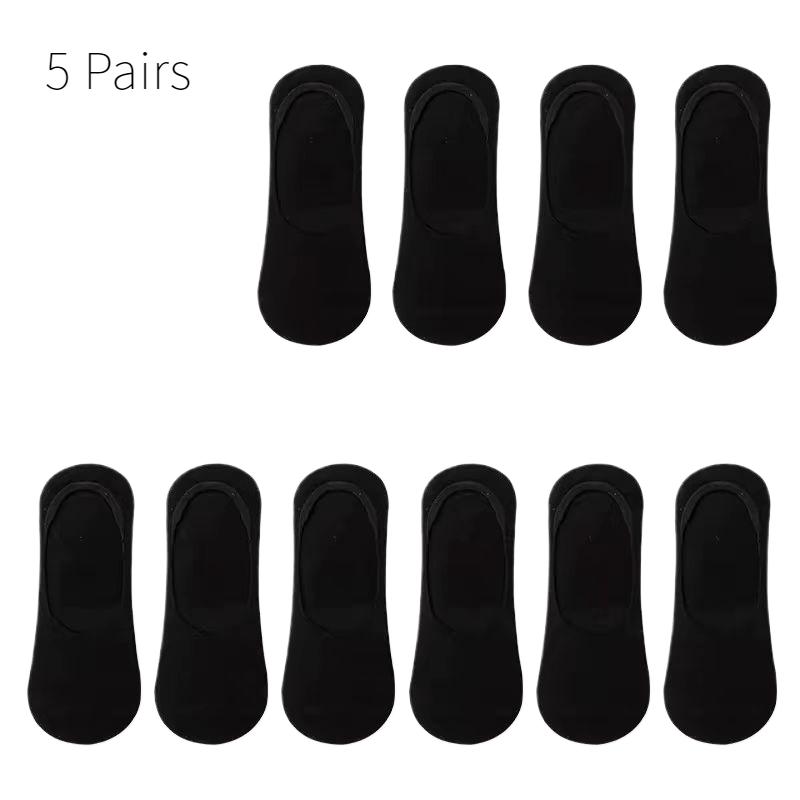 5 Pairs Men's Solid Color Light Mouth Invisible Socks Solid Color Business Casual Non Slip Men's Short Socks