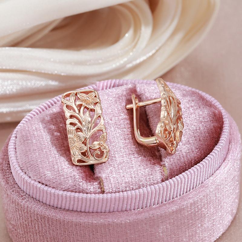 Kinel Rose Gold Color Flower English Earrings For Women