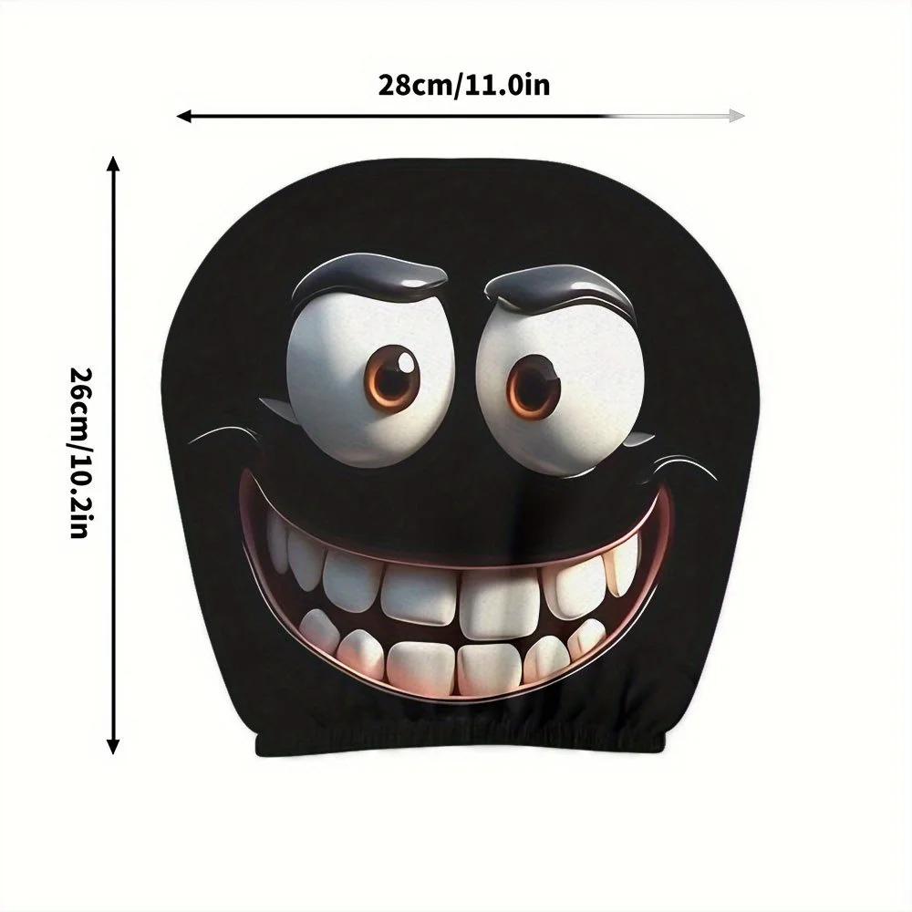 2 Stück Smiley-Gesicht bedruckter Auto-Kissenbezug Weich Bequem Dekorative Kissenhülle Autositz Kopfstütze Waschbarer Polyesterstoff