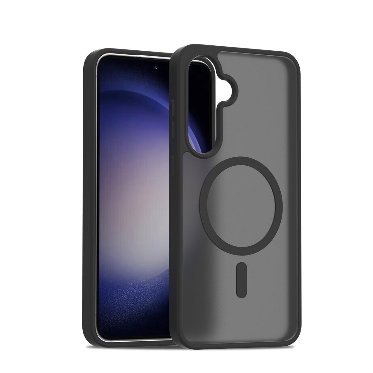 

Ультратонкий чехол, совместимый с MagSafe, для Samsung Galaxy S24 FE Plus Ultra A56 A36 A26 A16 - ТПУ/ПК, шелковисто-гладкий на ощупь, беспроводная зарядка, противоударный чехол for Galaxy S24 FE чёрный