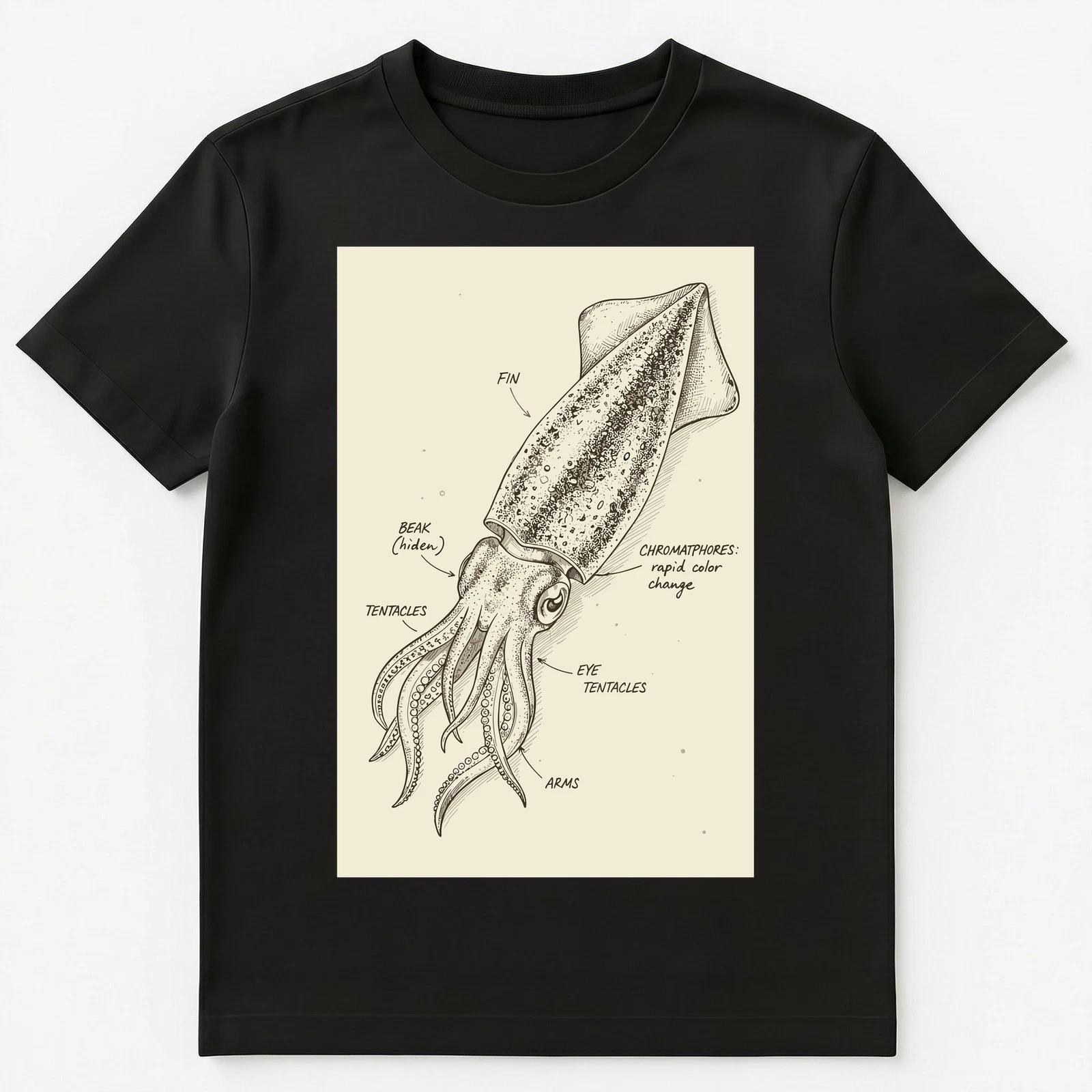 Marine Biologist Squid Anatomy Diagram Oceanography Unisex T-Shirt 2XL