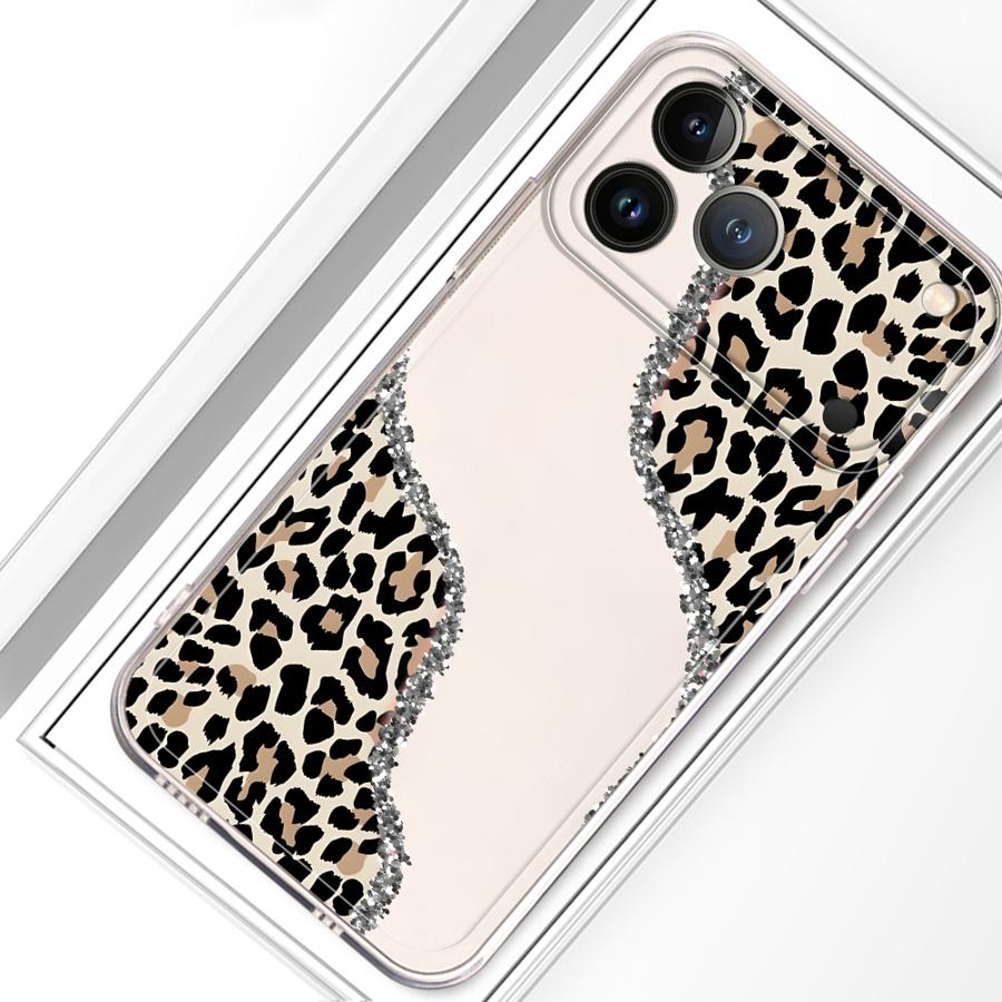 Soft Phone Cover Case for iPhone 17 Pro Max 14 Plus 7 8 XR 11 12 Mini 16 XS Max Air 13 Pro 15 Minimalist Leopard Print