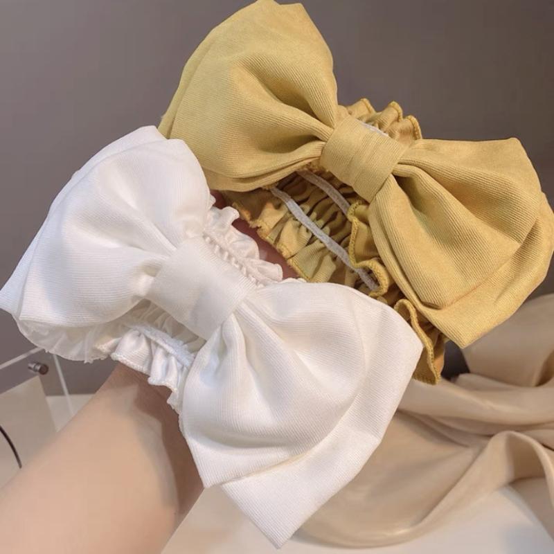Thin Wide Edge Double Layer Bow Lace Headband Lightweight Hair Accessory for Women Makeup Facial Treatment