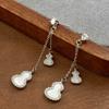 1011 New French Light Luxury Micro-inlaid Double Gourd Long Fringed Stud Earrings Personalized Temperament Earrings Fashion Earrings