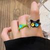 9Pcs Funny Resin Open Finger Ring Cartoon Little Monsters Eyeball Ring Unique Irregular Ring Fashion Jewelry Decoration