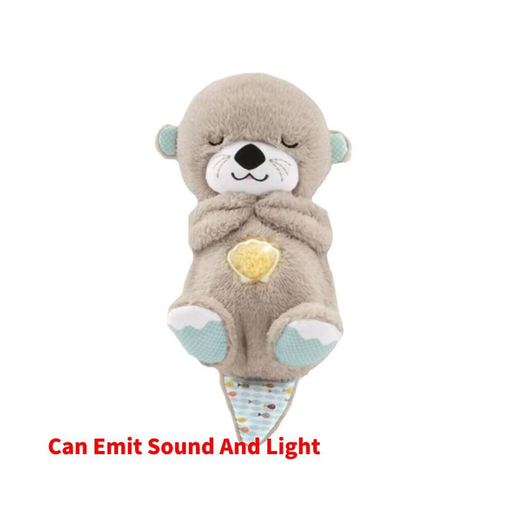 (Brown) With Breathing Movement Soothing Sleeping Otter Toy Musical Stuffed Baby Toy