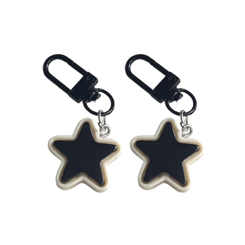 

Vintage Star Keychain Black And White Y2K Style Resin Accessory For Keys Backpacks Or Phone Charm Sturdy Lightweight Gift For Friend чёрный