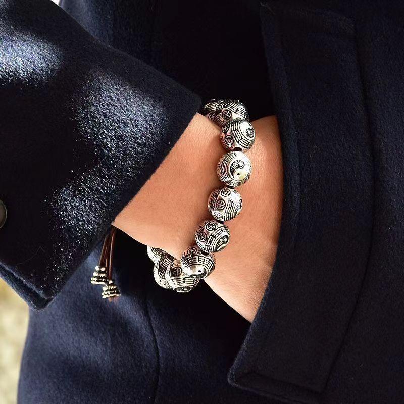 Solid Bracelet to Attract Money, Lion, Pixiu, Bagua Beads, Boys and Girls Couple Jewelry