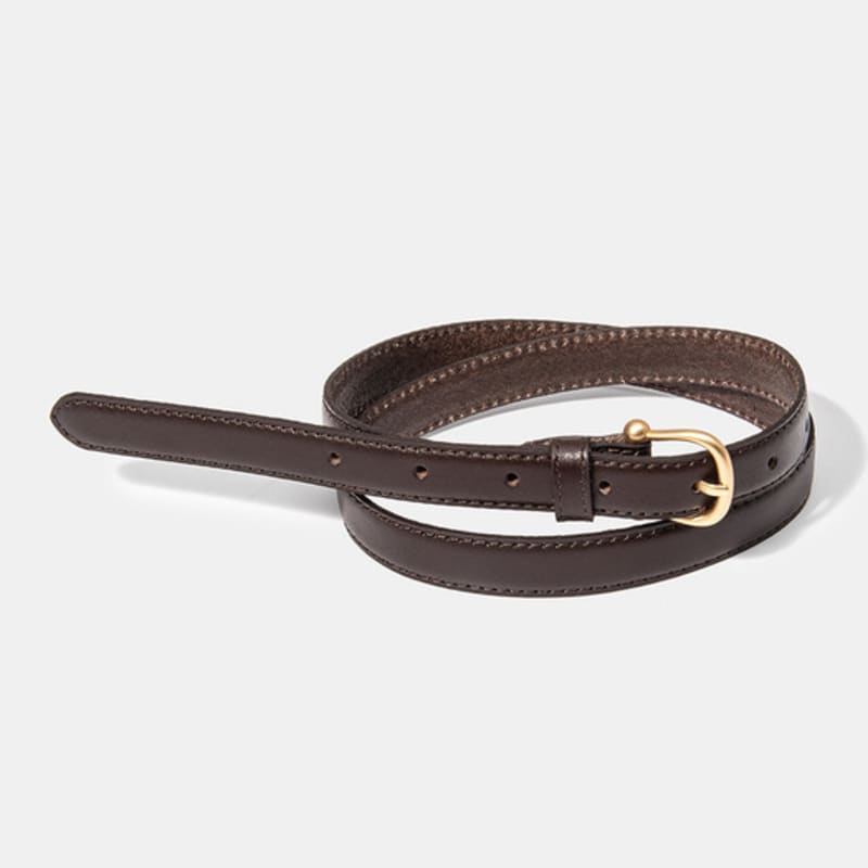 halden (W) gold bell buckle cowhide leather belt (T006_brown)