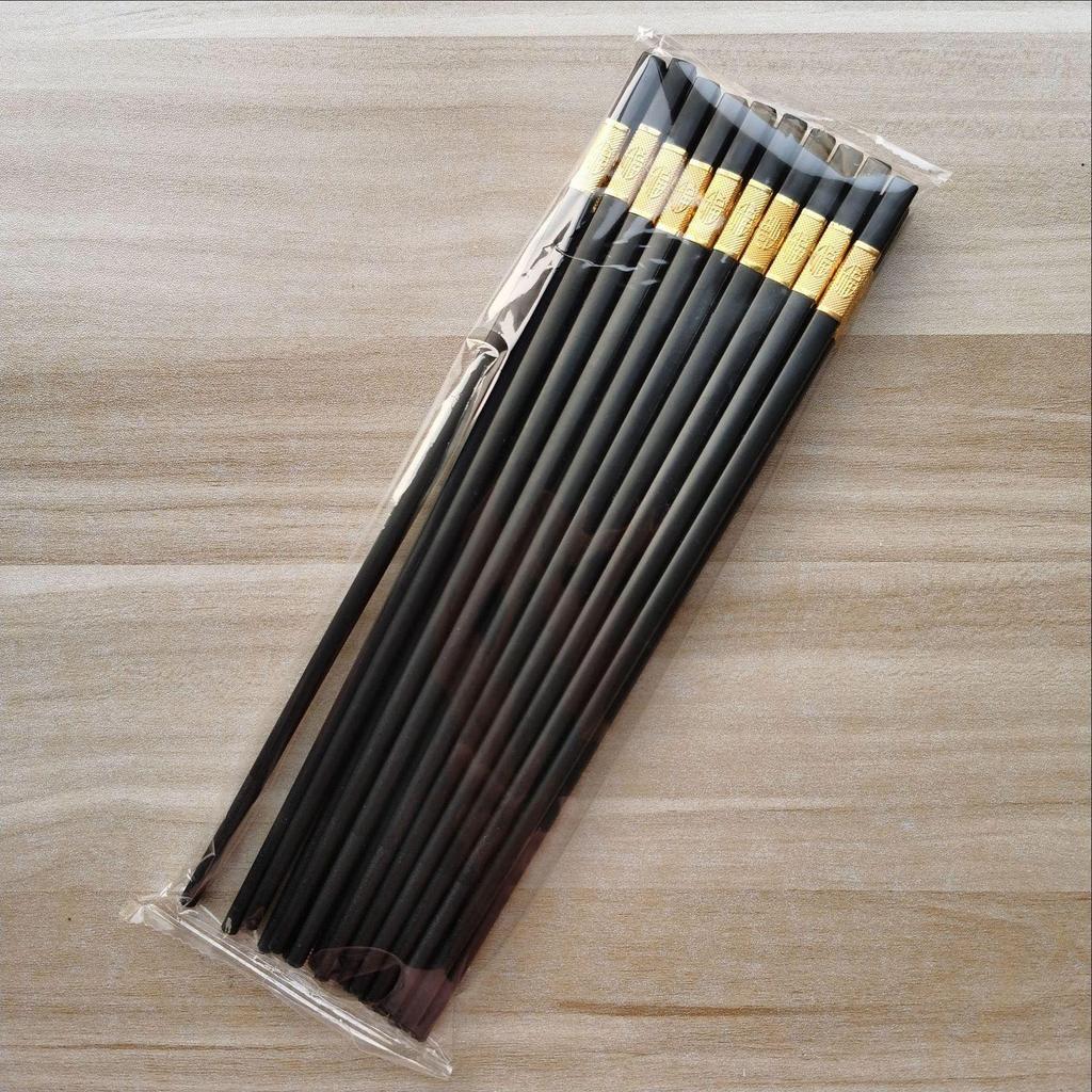 Jin Fu Black Alloy Non-slip Chopsticks for Home and Restaurant Use