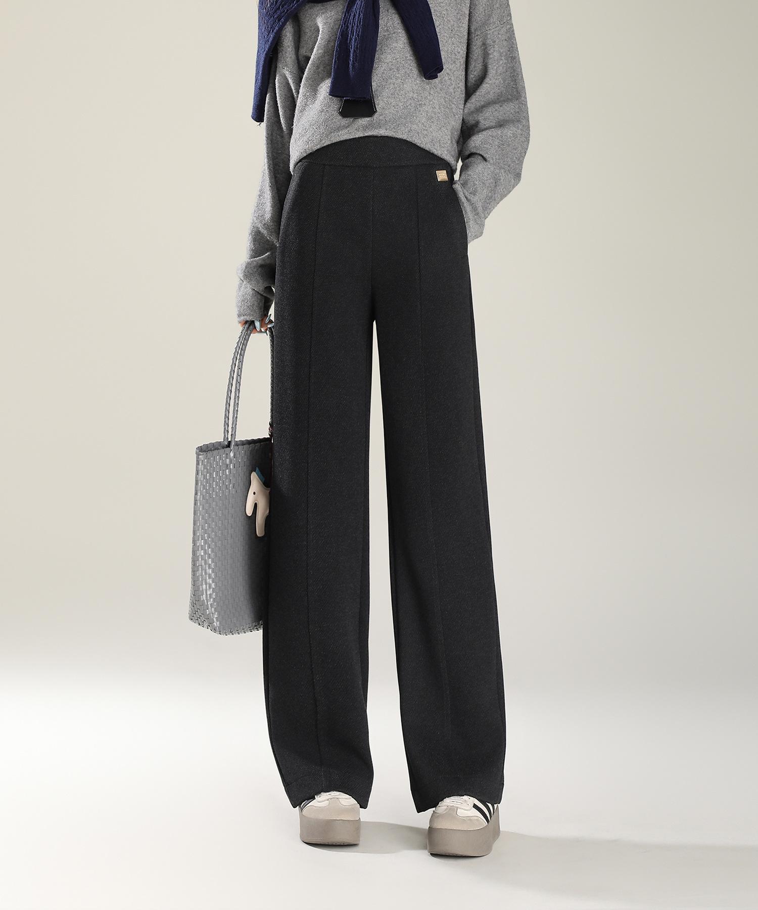 

New High-Quality Velvet-Lined Straight-Leg Pants: Smooth, Petite, High-Waisted, and Slimming, Perfect for Women s Autumn Fashion. L (42.5-50 kg)