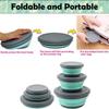 3 PCS/Set Camping Bowl Foldable Silicone Collapsible Bowl Lunch Box Salad Bowl Lid Expandable Food Storage Container Bento Box
