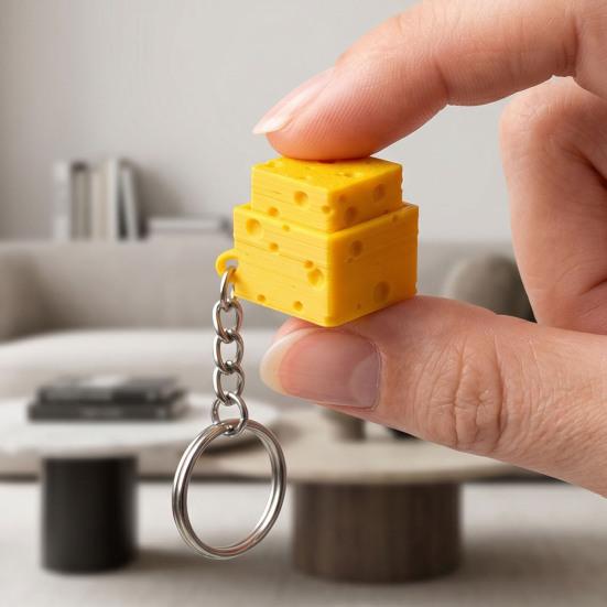 Symulowany Ser Fidget Clicker Brelok, Drukowany 3D Kostka Sera Finger Clicker, Przycisk Push Fidget Zabawka do Redukcji Lęku i Stresu do Biura Klasy