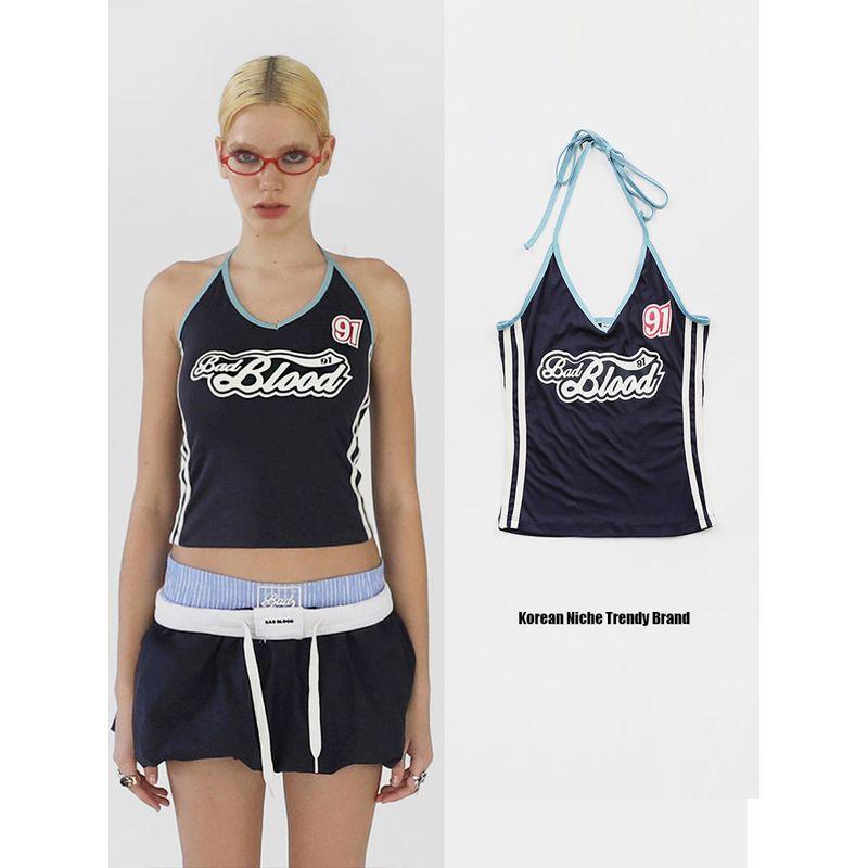 

Badblood Song Zhiya Freezia Same Style Halter Spaghetti Straps Female Inner Wear Sweet Sexy Pure Desire Sexy Top Female Cream color S