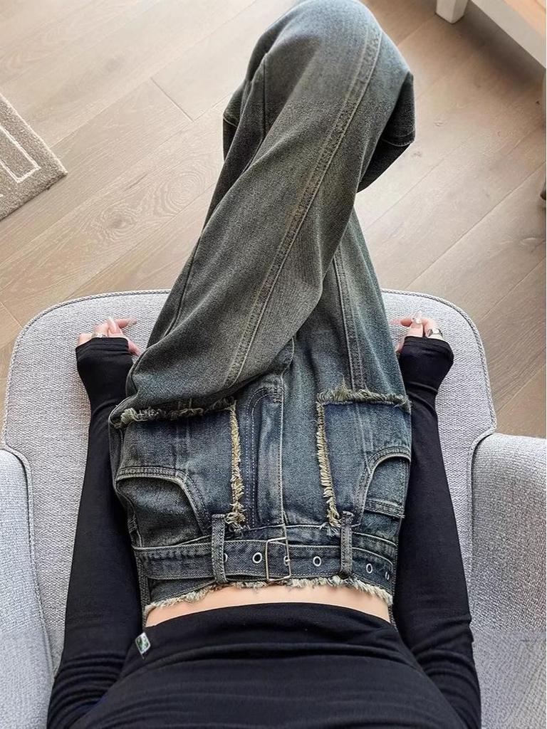 Women's 2024 High-Waisted Retro Slimming Straight-Leg Jeans - Autumn/Winter Versatile Wide-Leg Pants