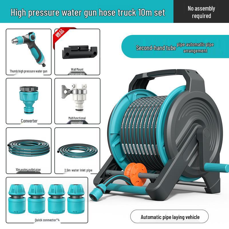 High-Pressure Water Hose with Automatic Storage Reel for Gardening and Car Washing