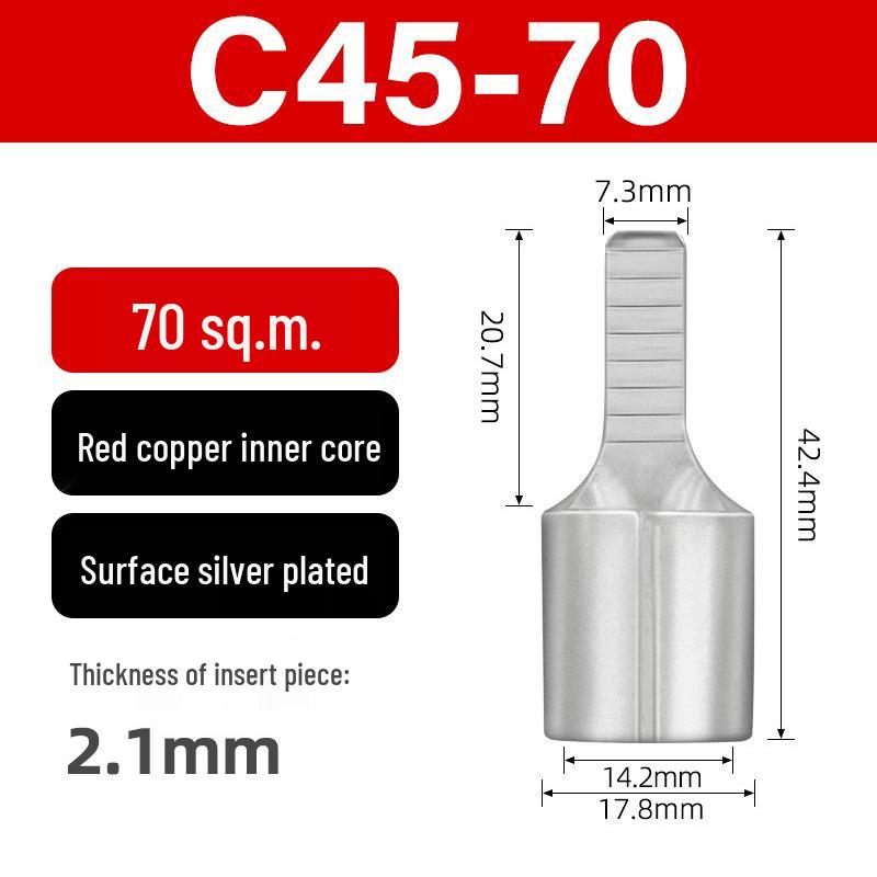 C45 Purple Copper Circuit Breaker Terminal Lug Insert - Cold Crimp Wire Connector Splicing Terminal.