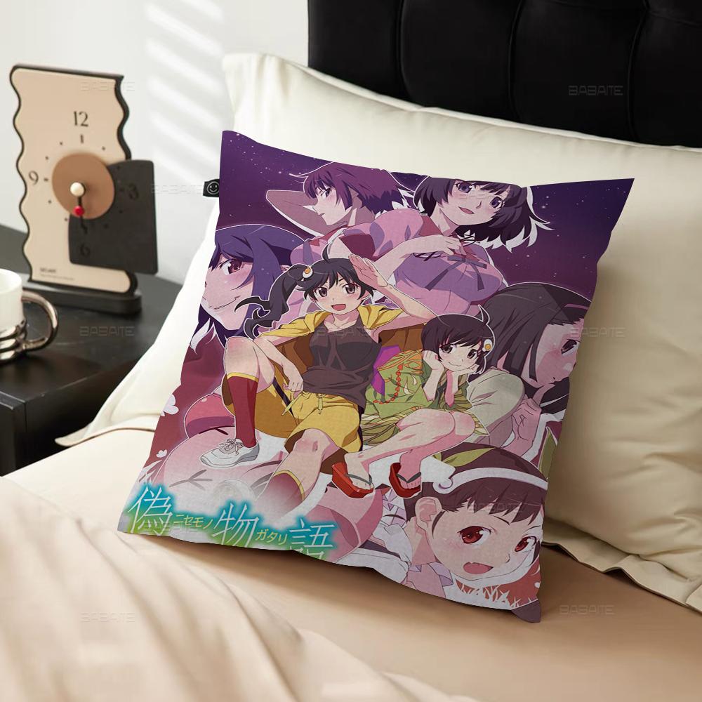 Monogatari Anime Cushion Cover Car Throw Pillow Case For Sofa Car Christmas Gift 40x40cm 45x45cm