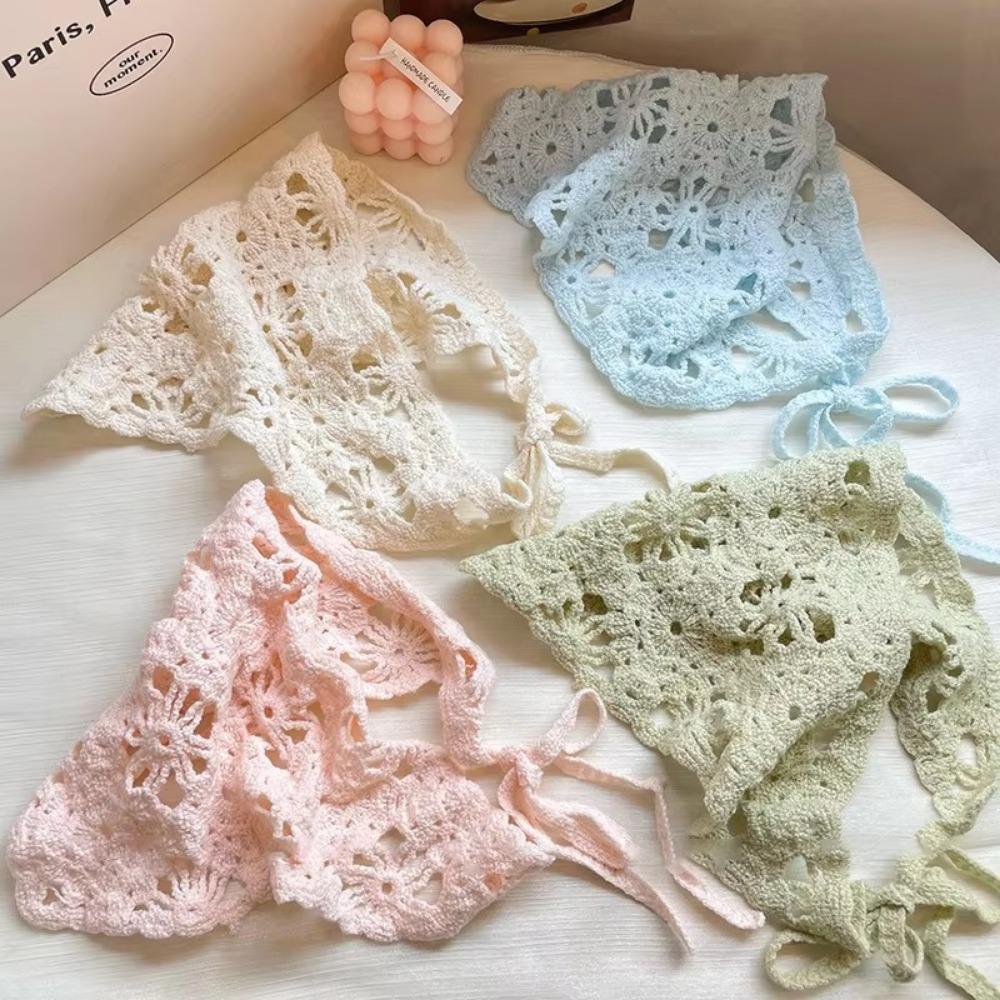 Triangle Crochet Headband Handmade Flower Headscarf Knitted Headscarf Hat Beach Photography