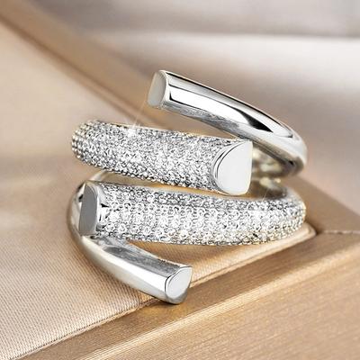 European And Korean Super Flash Internet Celebrity Open Ring Fashion Super Fire Tide Personality Niche Geometric Tooling Design Ring Woman