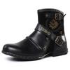 Herren Retro Ritterstiefel Herbst Neu Runde Spitze Metallschnalle Seitenreißverschluss Herrenstiefel Modetrend Lokomotivstiefel Große Größe 39-48