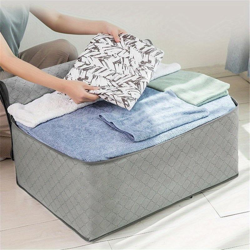 1pc Organize Your Home with This Large Capacity Clothes Storage Bag - Reinforced Handle, Thick Fabric, and Sturdy Zipper!