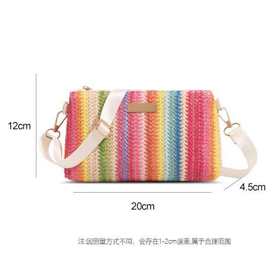 Colorful Woven Small Square Bag, Fashionable Single Shoulder Crossbody Bag, Simple Zipper Closure, New Style, Woven