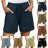 Women's Casual Linen Shorts Elastic Waisted Drawstring Summer Shorts With Pockets