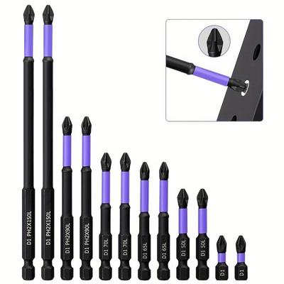 6/12 Pcs Magnetic Screwdriver Bits Non-slip Shockproof Phillips Impact Bits Hex Shank Alloy Steel Bits Suitable for Power Tools