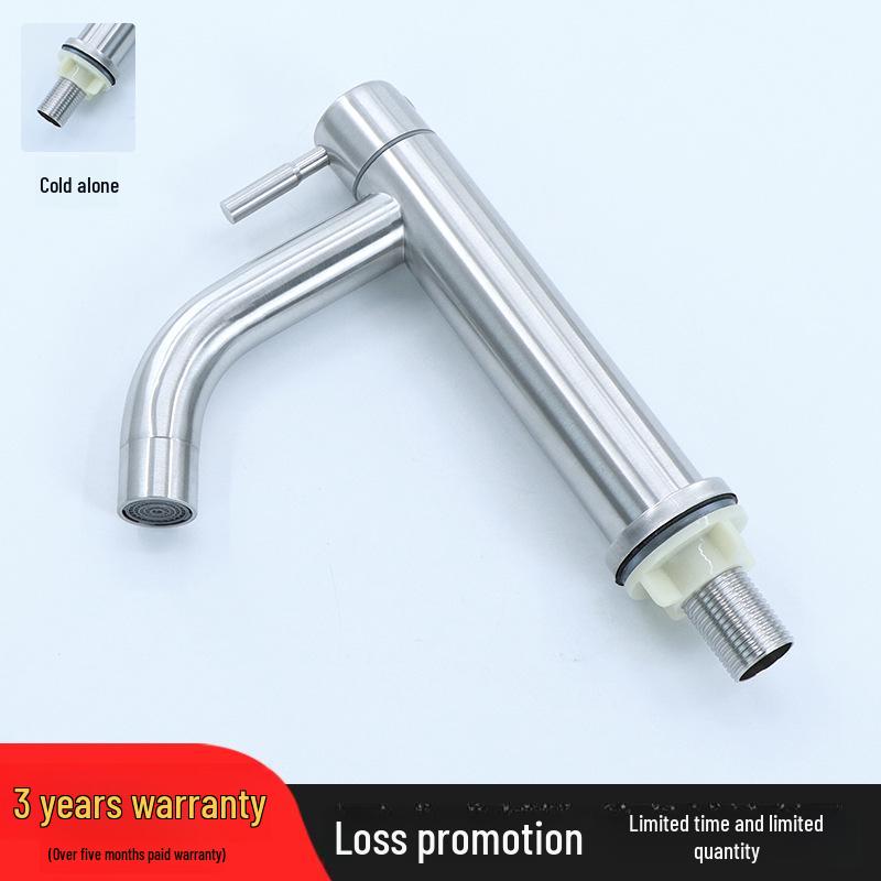 304 Stainless Steel Tall Single Cold Bathroom Faucet