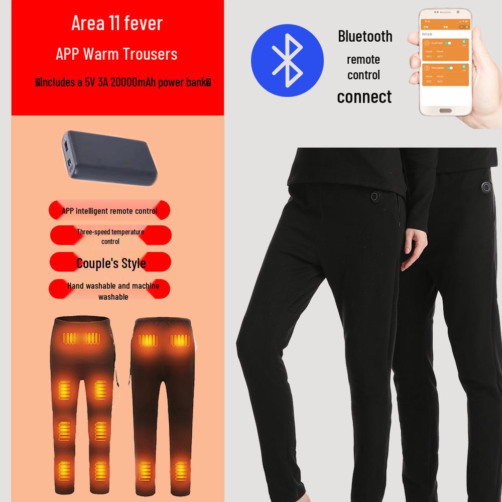 Bluetooth-Controlled Heated Thermal Underwear Set for Men and Women - USB Electric Heating with Velvet-Lined Warm Pants