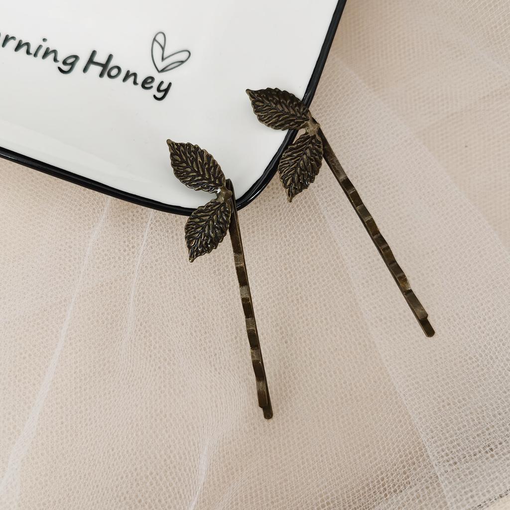 Gold Color Metal Leaf Hair Clip Girls Hairpin Barrette Flowers Rhinestone Hairpins Women Accessories Jewelry Gifts