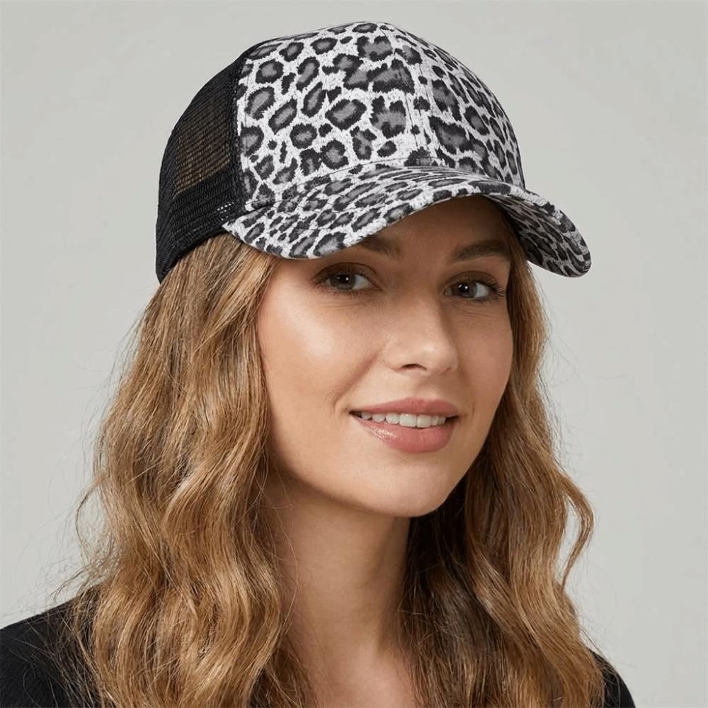 Adjustable Visor Hat Breathable Mesh Peaked Hat Fashion Leopard Print Baseball Cap Sports