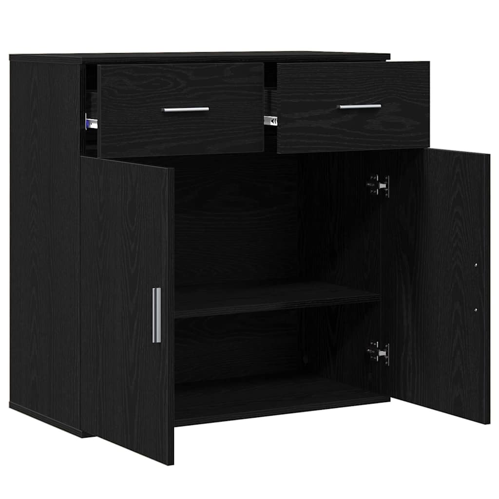 Sideboard Black Oak Effect 78 X 38 X 80 Cm Engineered Wood