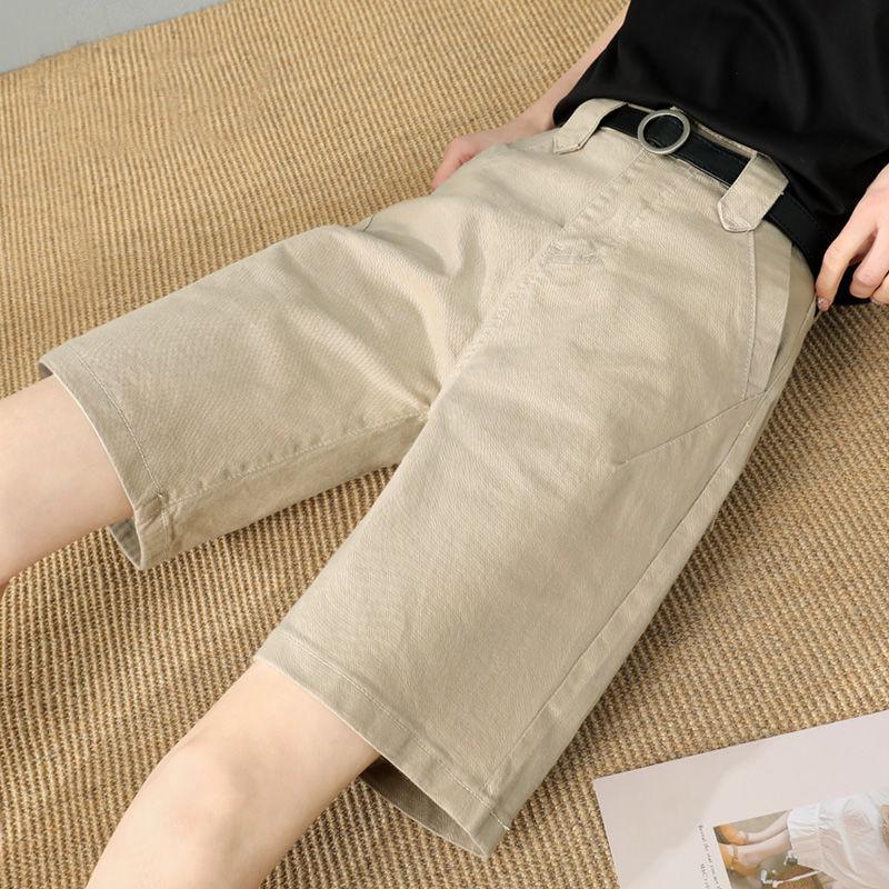 Women s High-Waisted Denim Cargo Shorts, Summer 2025, Straight Loose Wide-Leg Style 27 (Waist 2 )