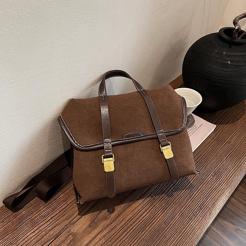 Niche backpack bag women's autumn new trendy frosted briefcase
