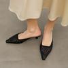 Mesh Lace Fashionable Women's Slippers Summer New Style Sexy and Elegant Pointed-toe Breathable Thin Heels Women's Shoes