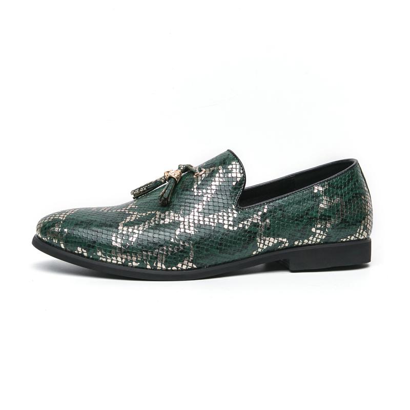 Men Printing Loafers Leather Shoes Formal Business Flats Slip On Shoes Wedding Dress Prom Black Shoes Large Size